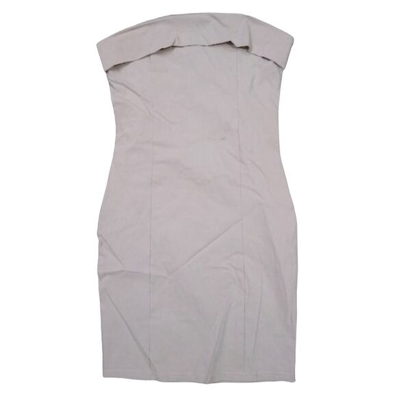 ‼️🎉[B321] NWT Pretty Little Thing Beige Stretch Woven Panel Midi Dress, Size 6 - Picture 1 of 2